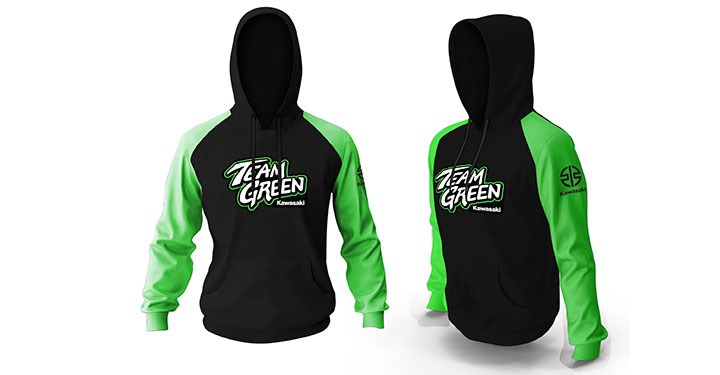 Kawasaki Team Green Hooded Sweatshirt detail photo 1