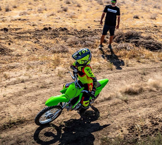 Image of 2026 KLX110R in action
