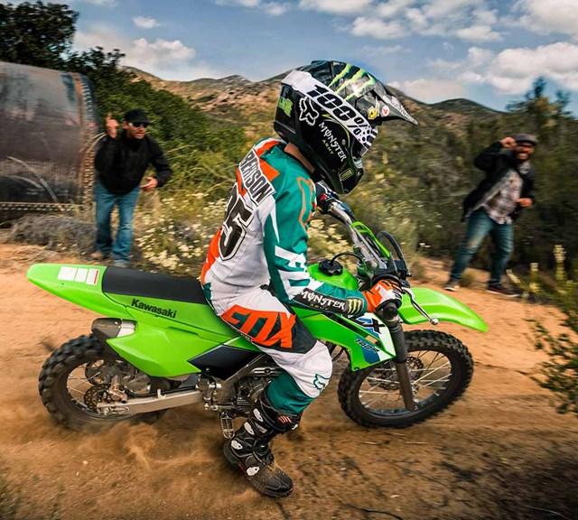 Image of 2026 KLX140R in action