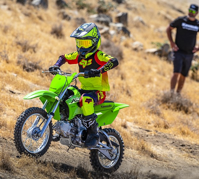 Image of 2025 KLX110R in action