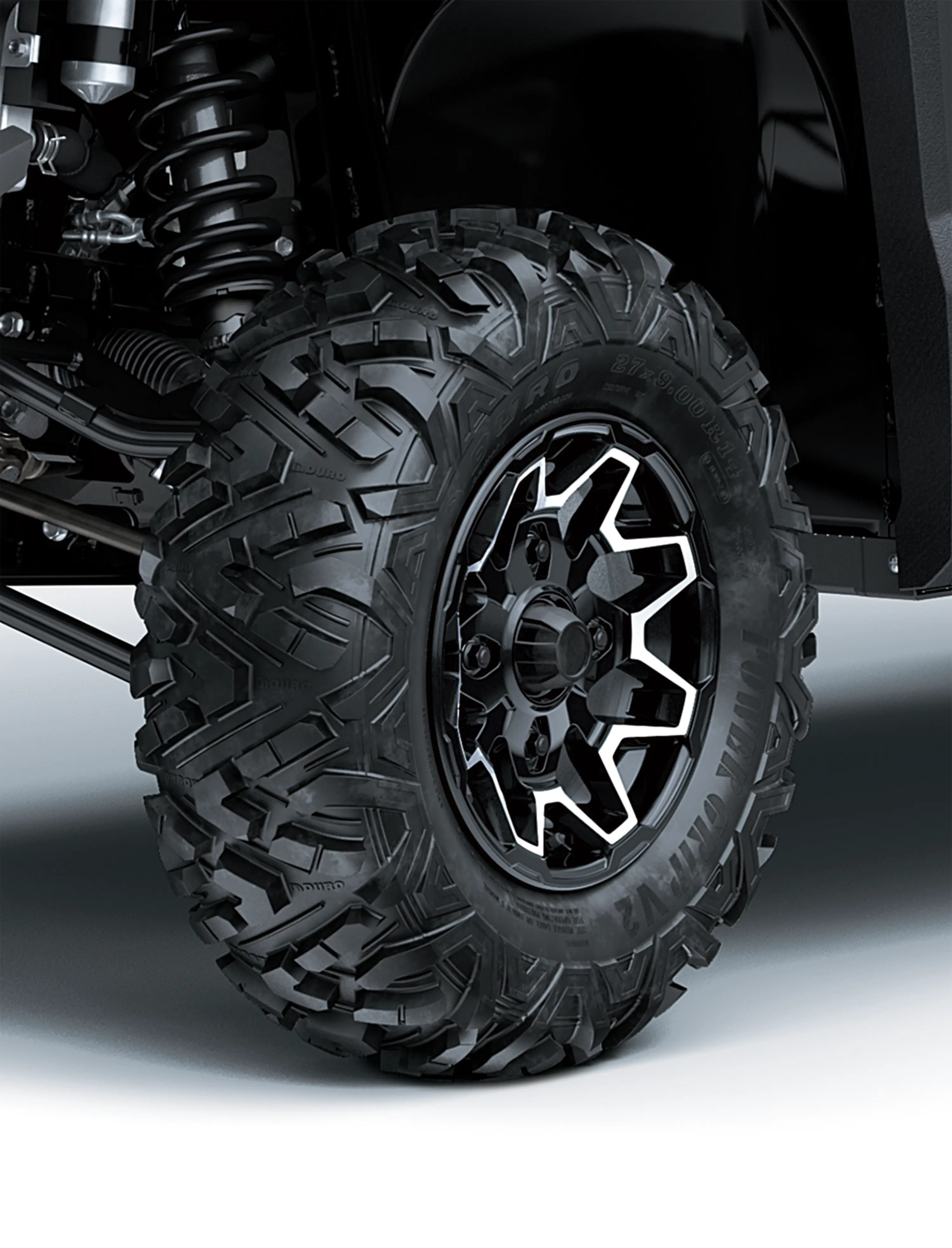 Close-up of side x side tire.