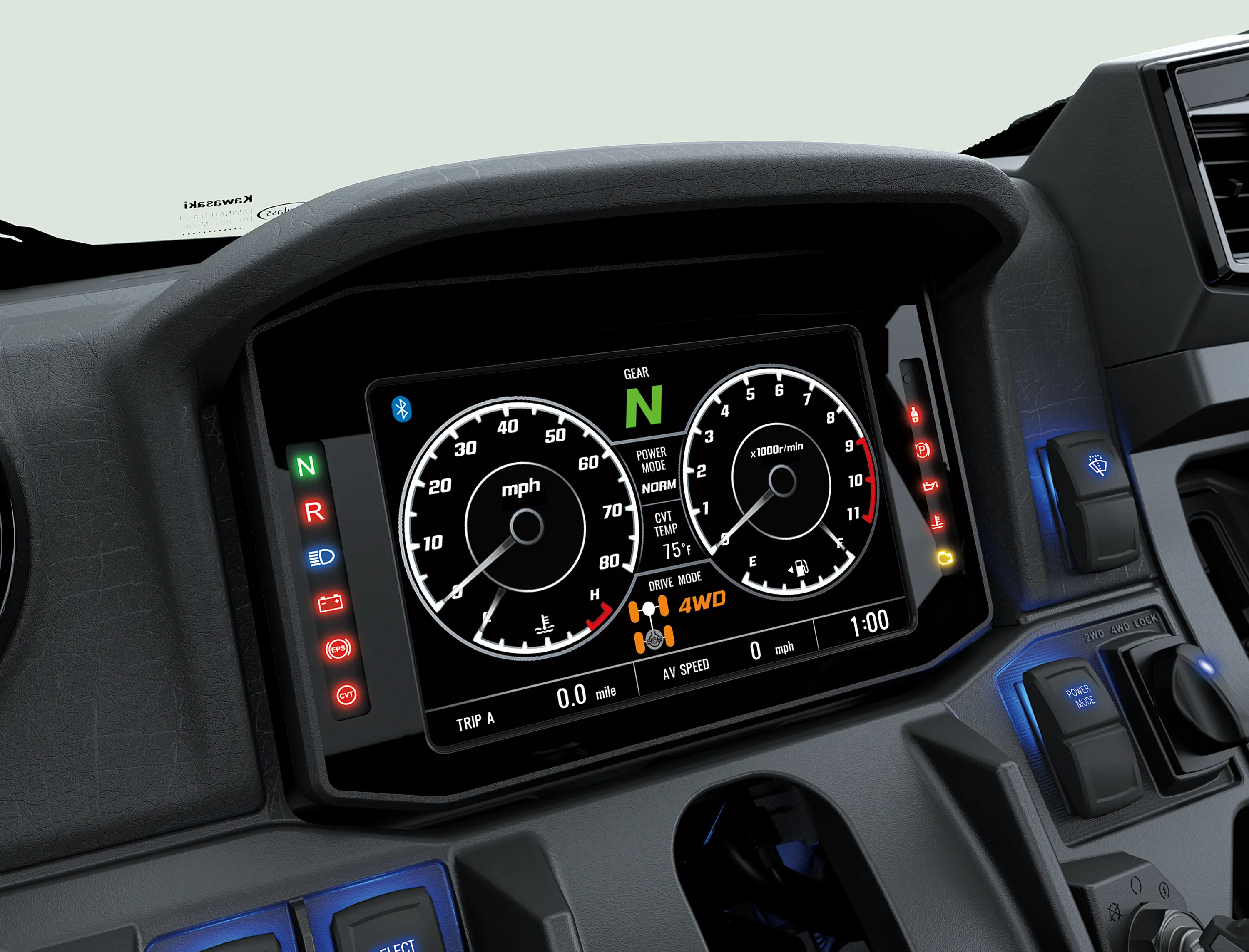 Close-up on a side x side infotainment screen.