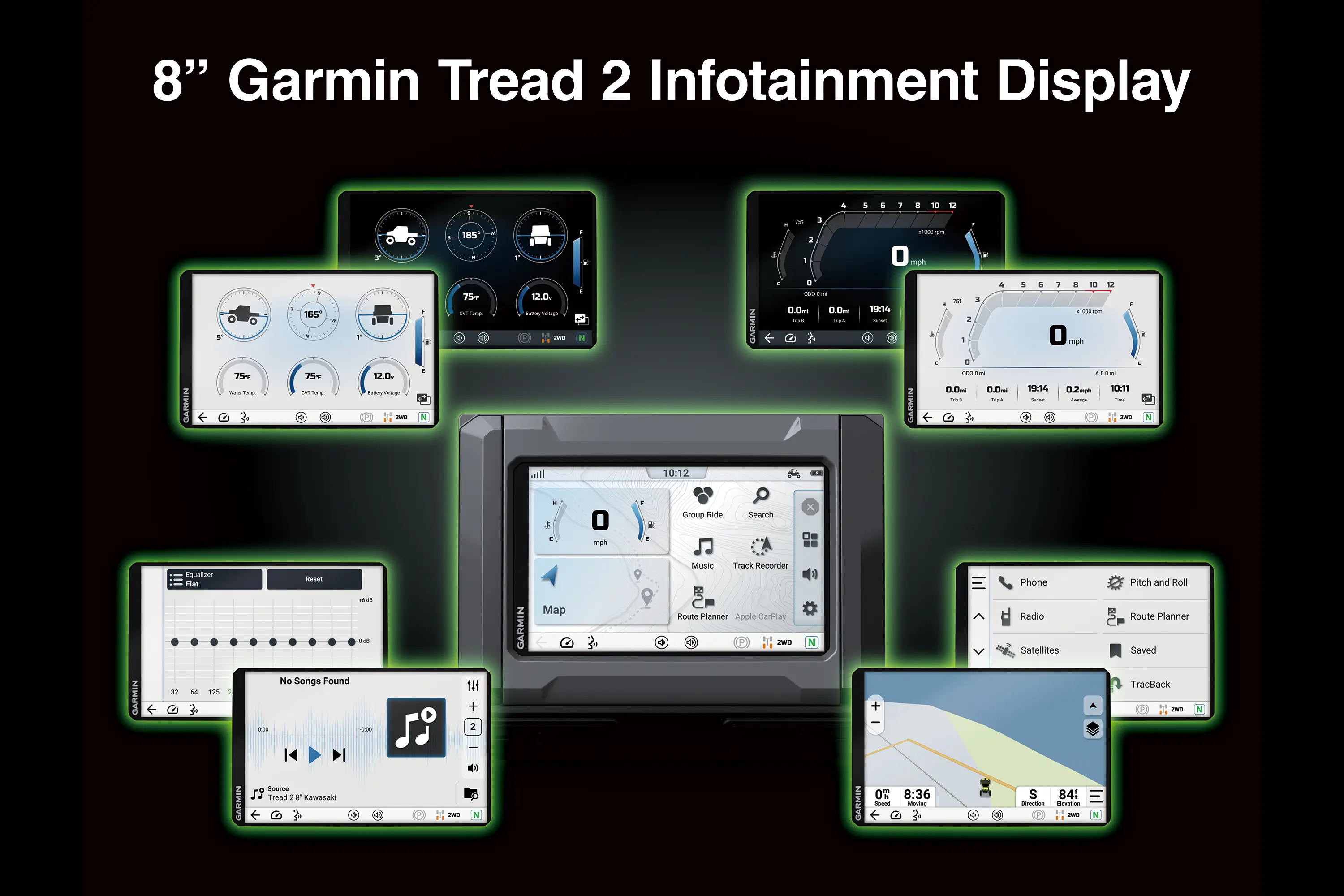 Graphic treatment of a side x side Garmin screens.