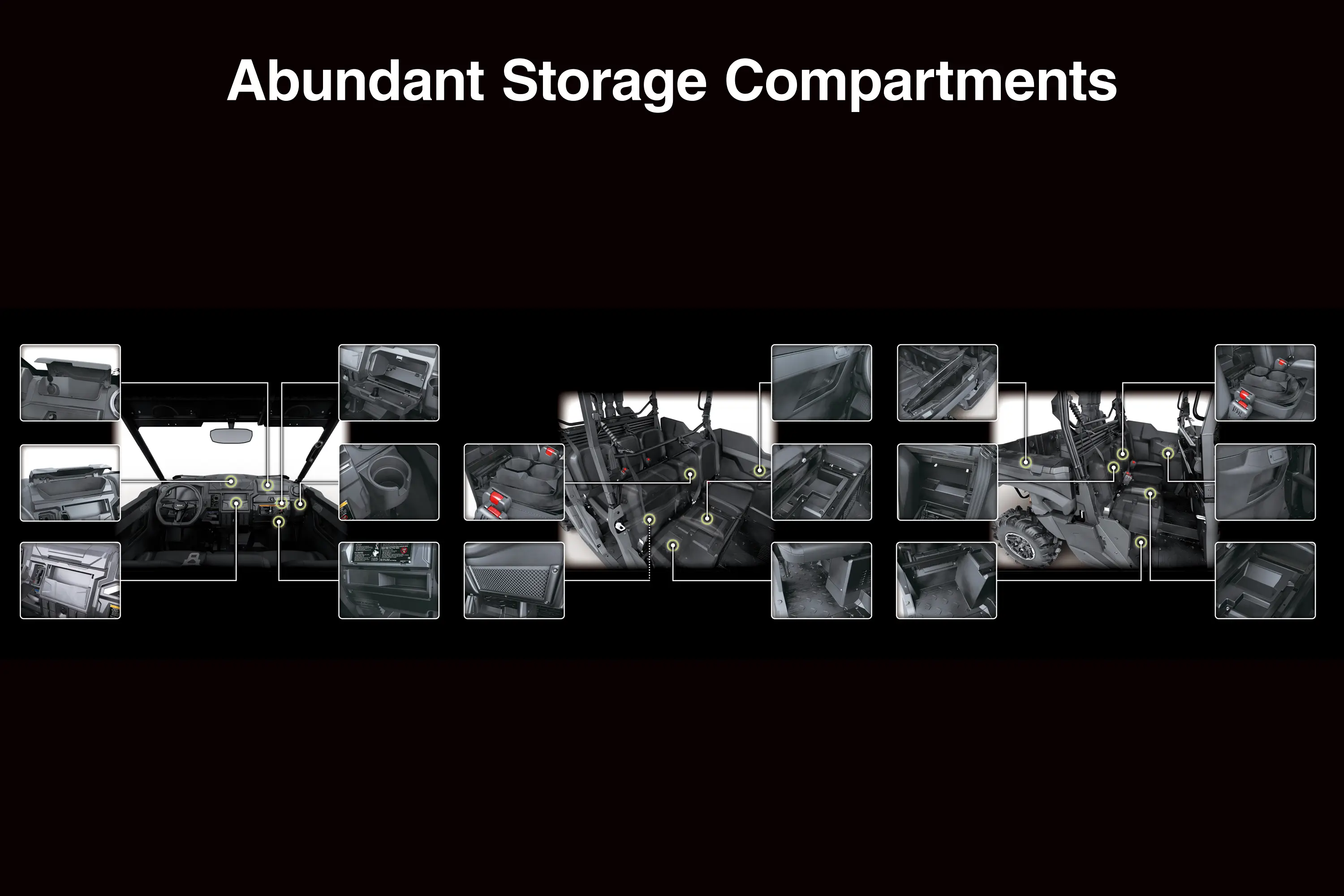 Graphic treatment of a side x side storage compartments.