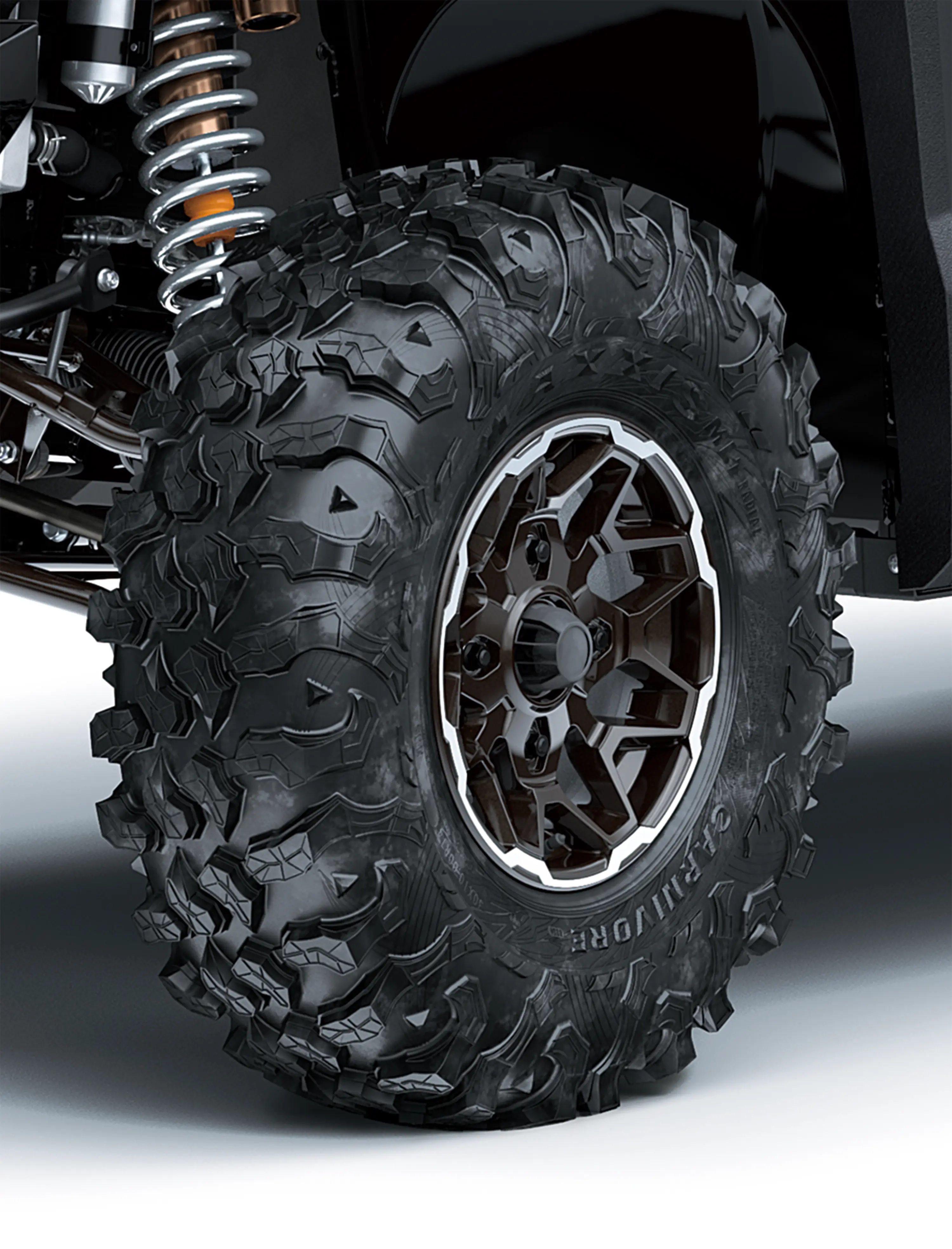 Close-up of side x side tire.