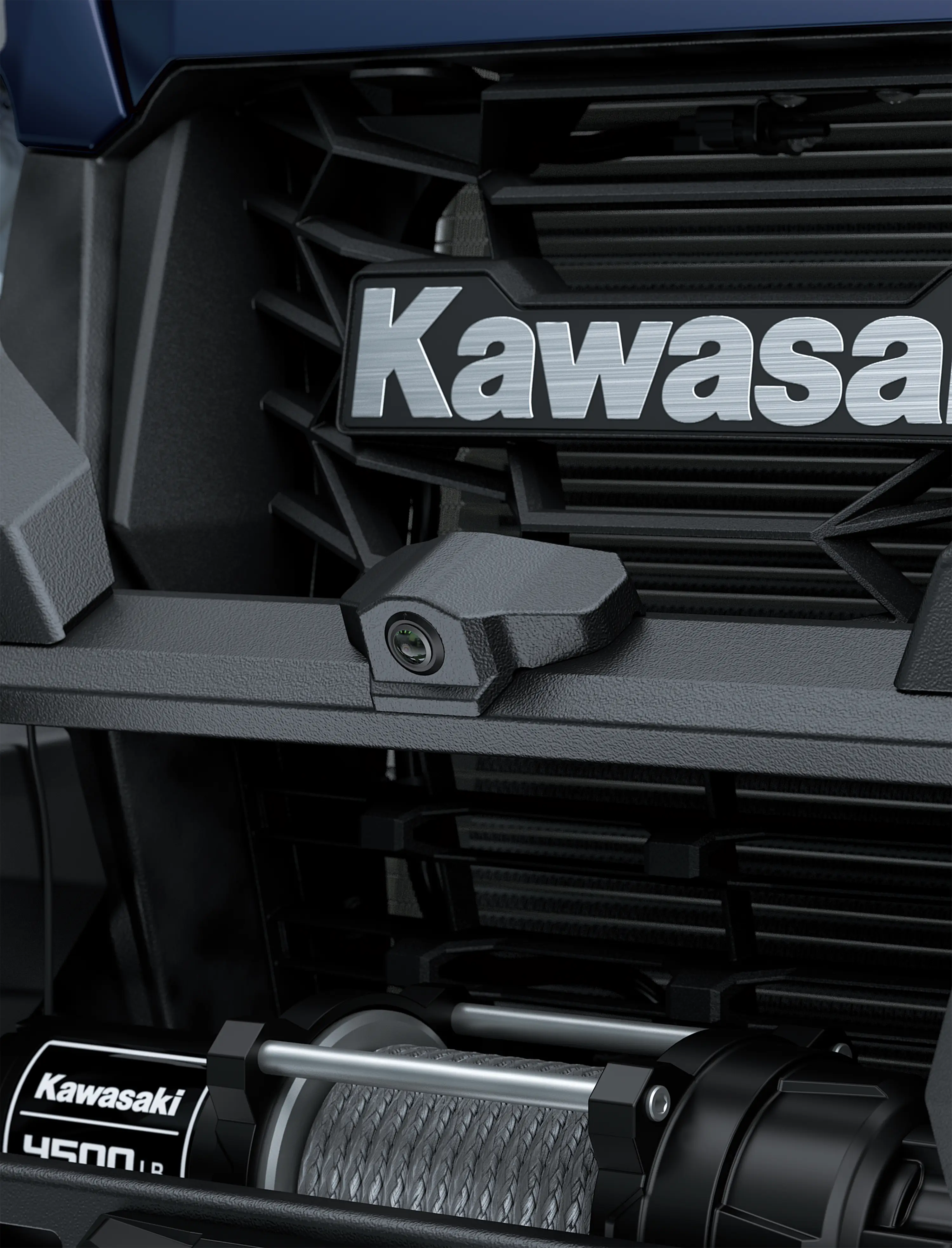 Close-up on side x side front end.