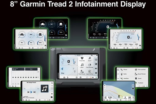 Graphic treatment of Garmin screens of a side x side. opens in a new window