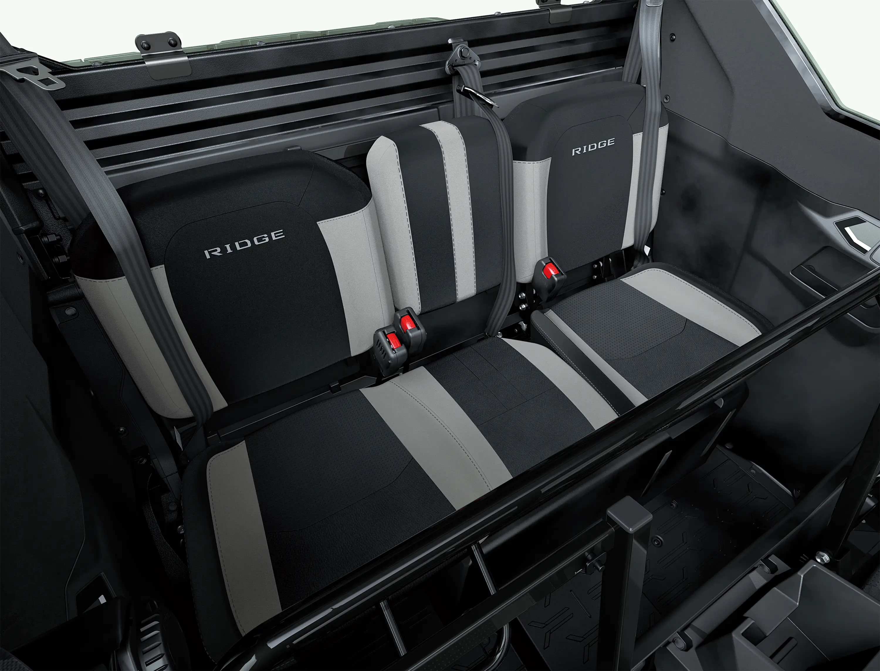 Rear seats in a side x side.