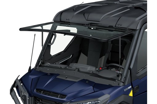 Flip-up windshield of a side x side. opens in a new window