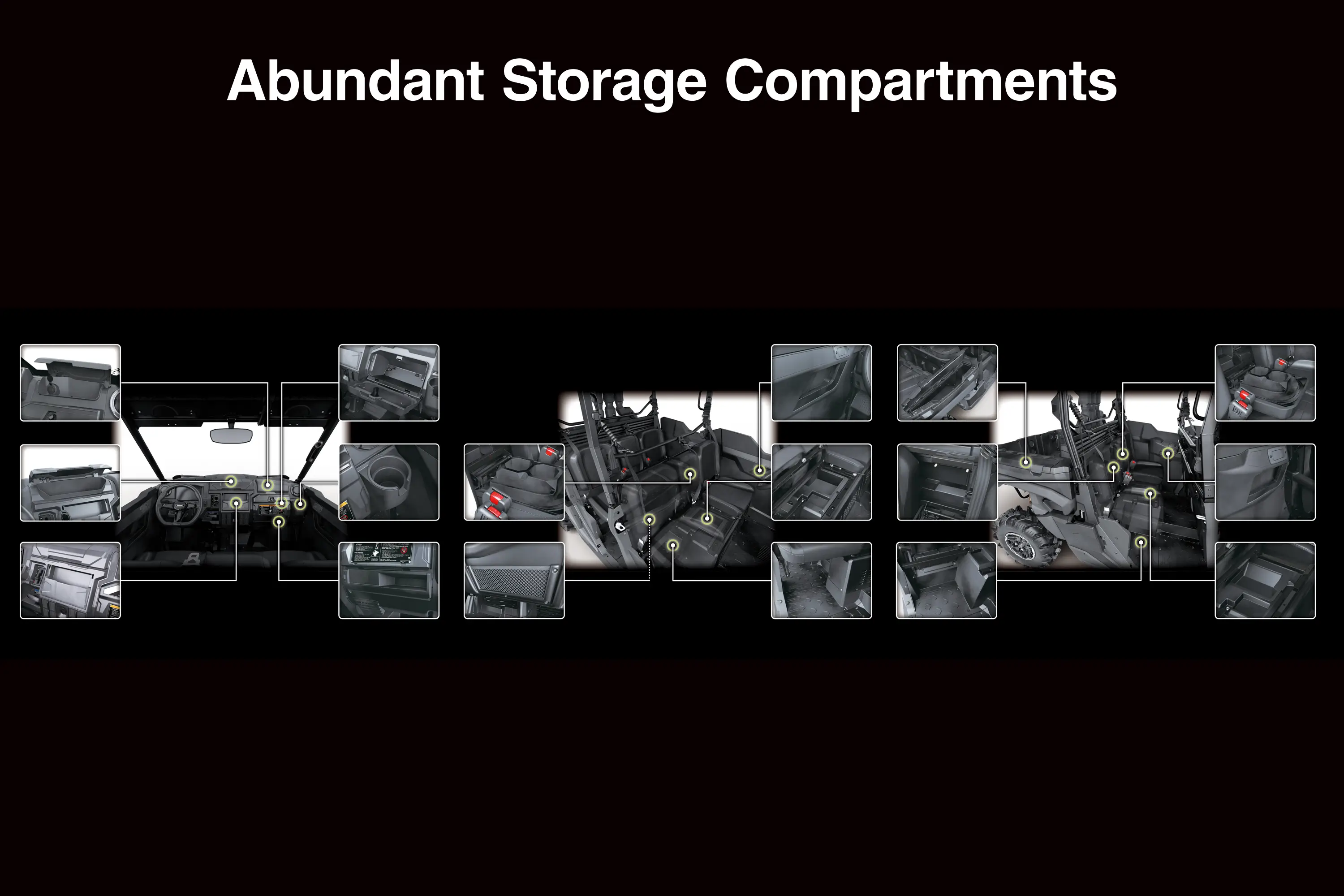 Graphic treatment of a side x side storage compartments.