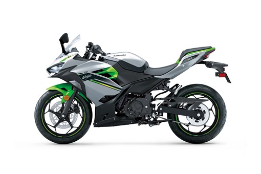 Profile angle of a motorcycle staged in a white studio background. opens in a new window