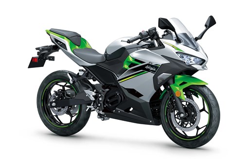 Three-quarter front angle of a motorcycle staged in a white studio background. opens in a new window
