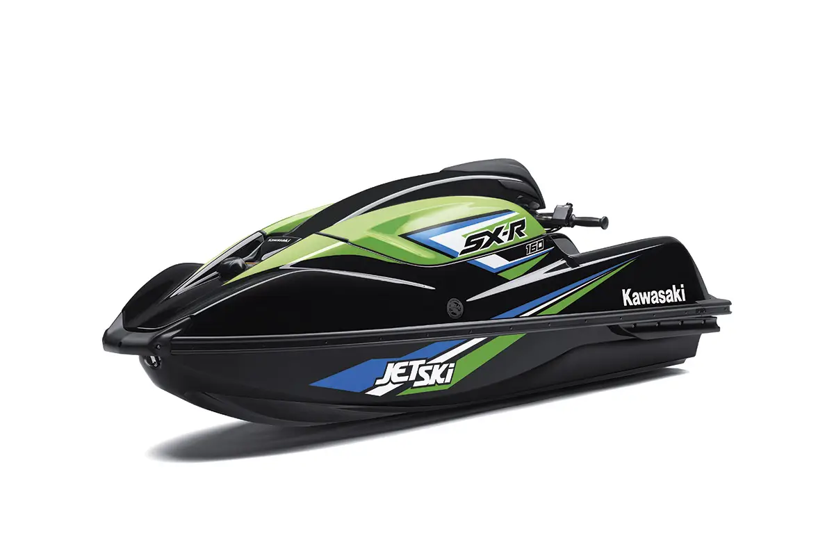 Three-quarter front angle of a personal watercraft staged in a white studio background.