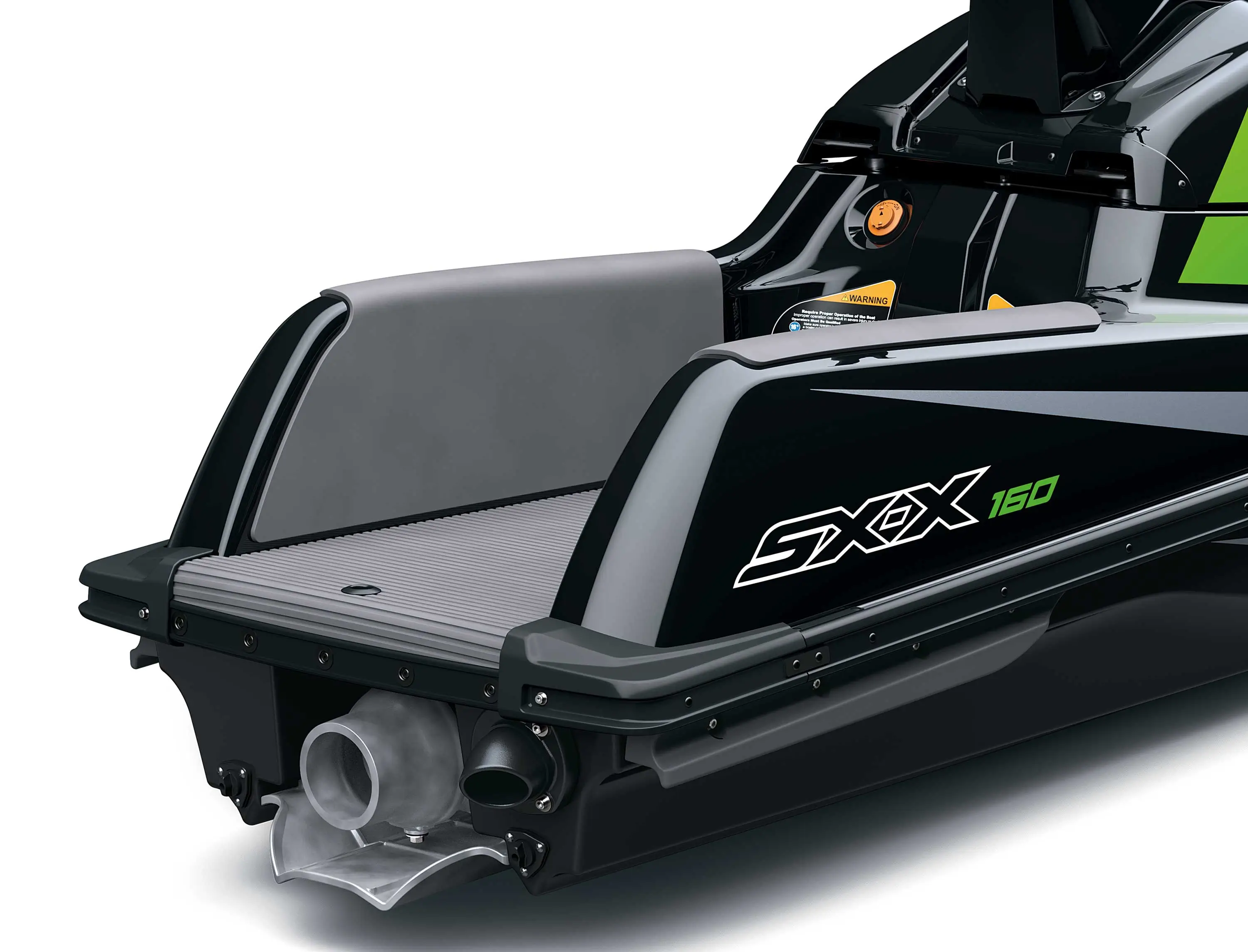 Rear deck of a personal watercraft in a white studio background.