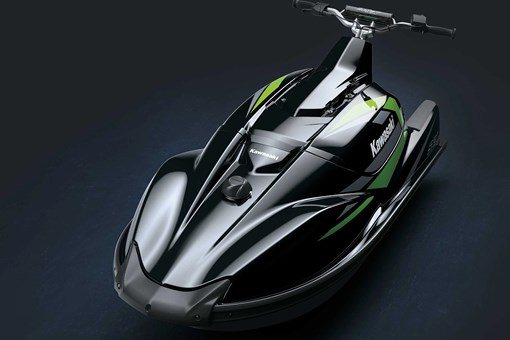 Overhead three-quarter front angle of a personal watercraft staged in a black studio background. opens in a new window