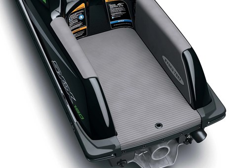 Overhead view of rear deck of a personal watercraft in a white studio background. opens in a new window