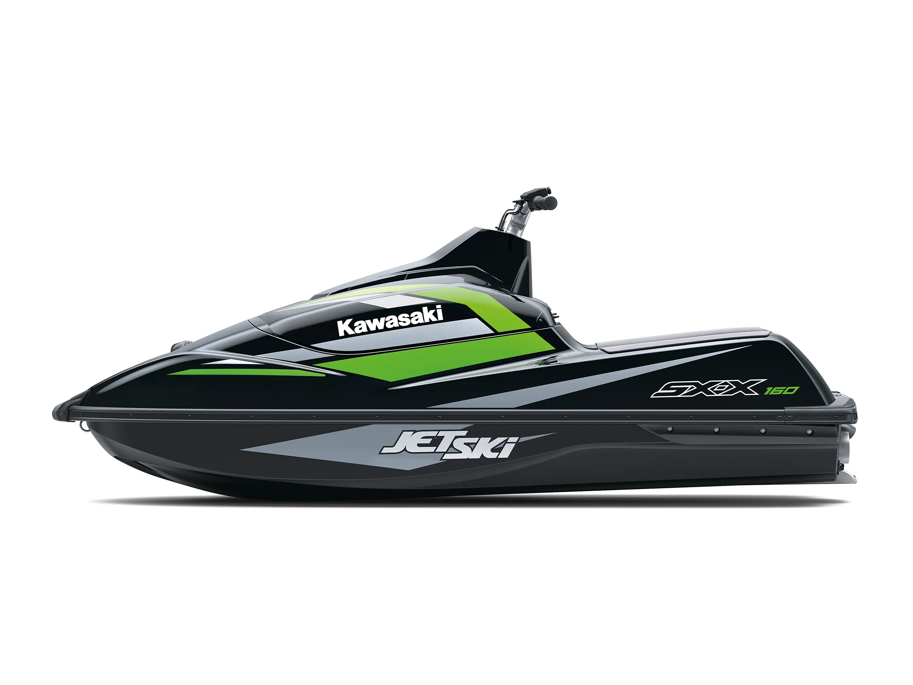 Side angle of a personal watercraft staged in a white studio background.