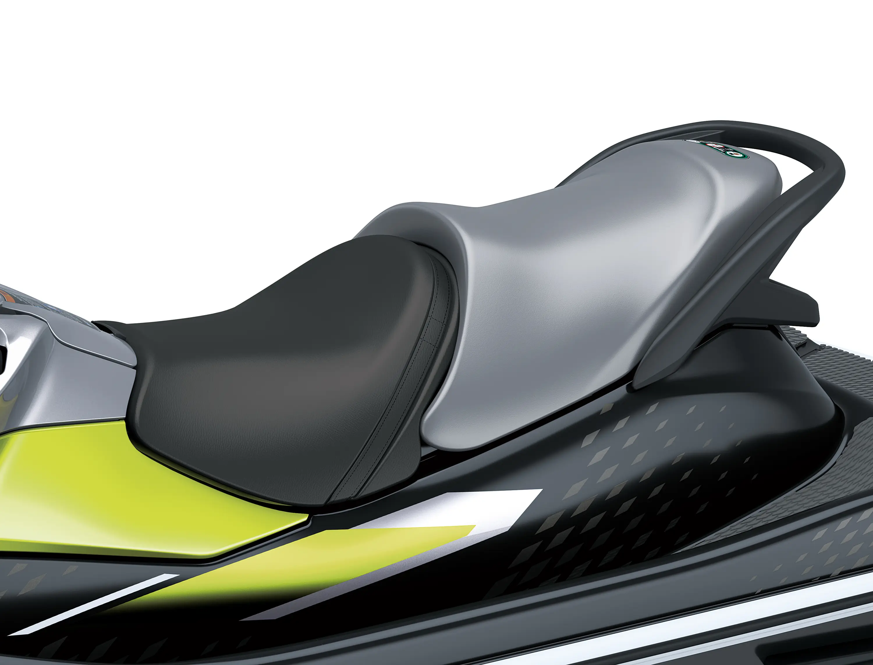 Seat of a personal watercraft staged in a white studio background.