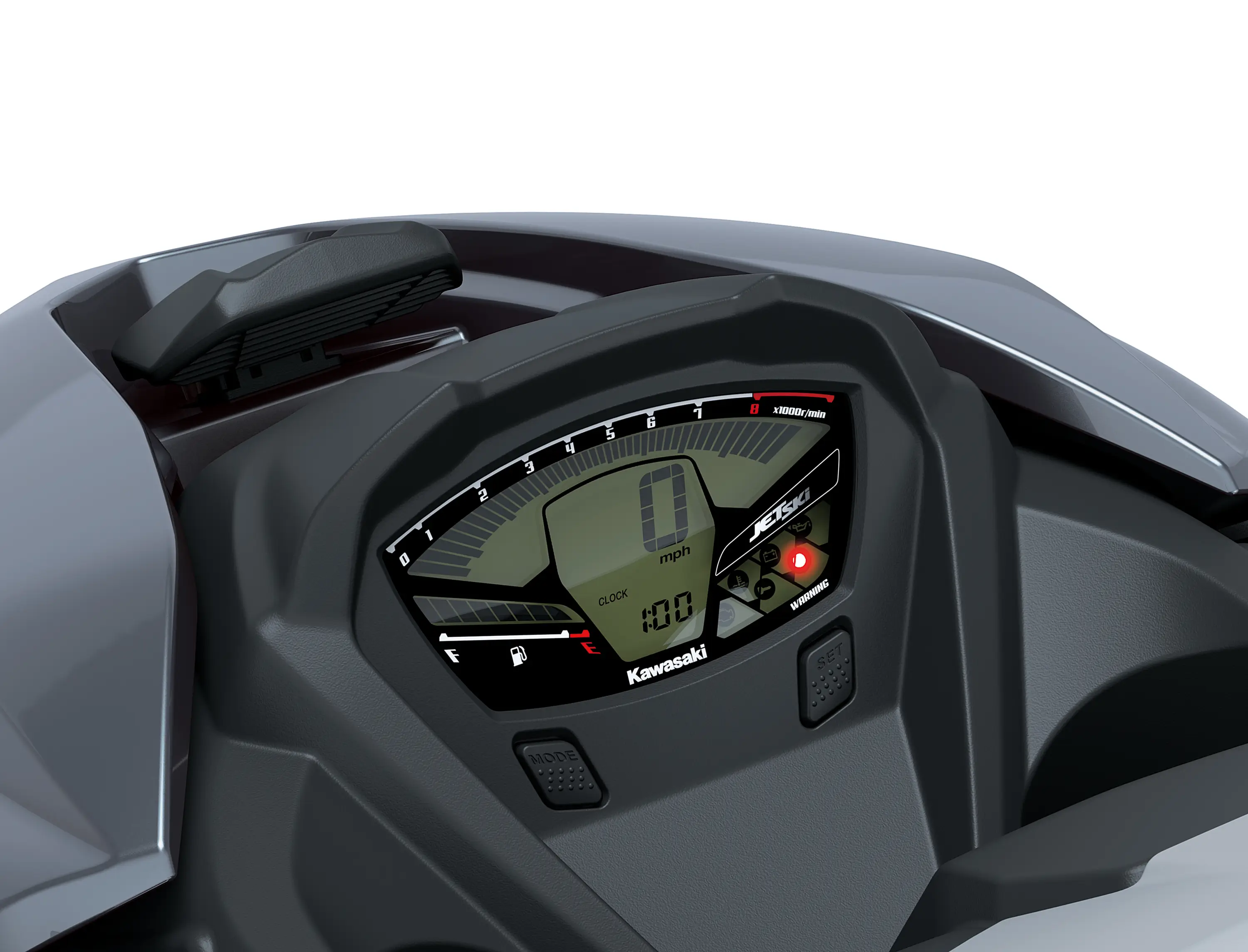 TFT screen on a watercraft in a white studio background.