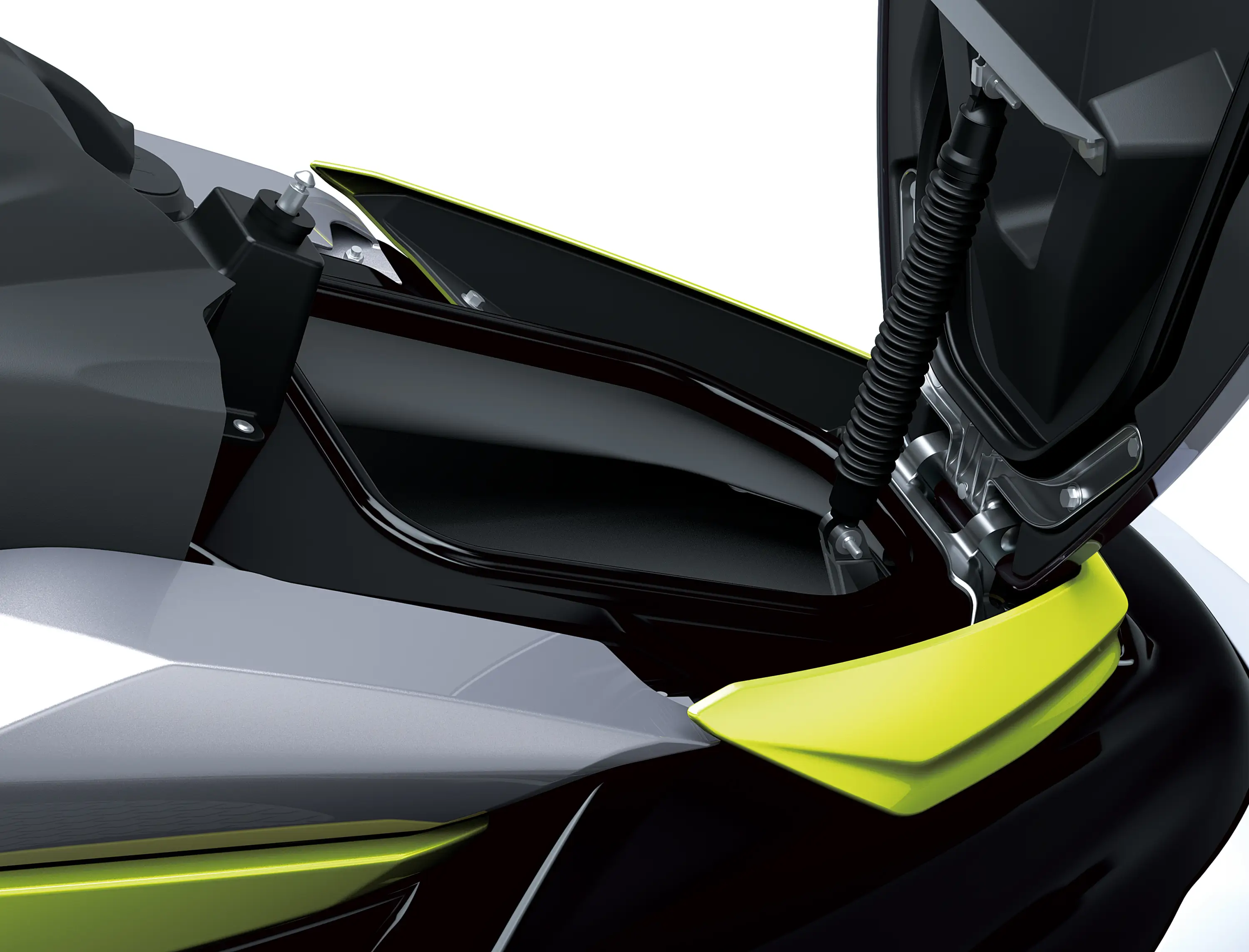 Detail of a watercraft in a white studio background.