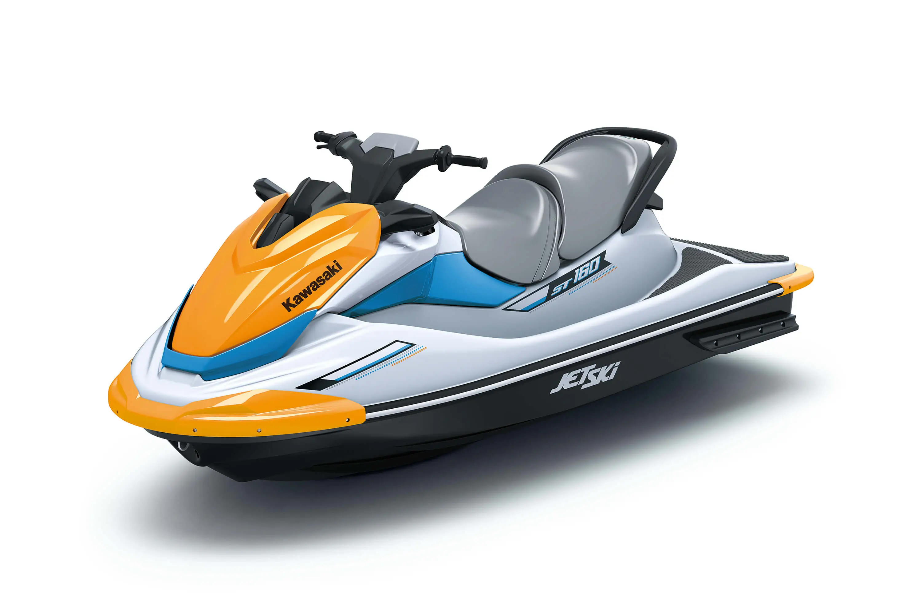 Three-quarter front angle of a personal watercraft staged in a white studio background.