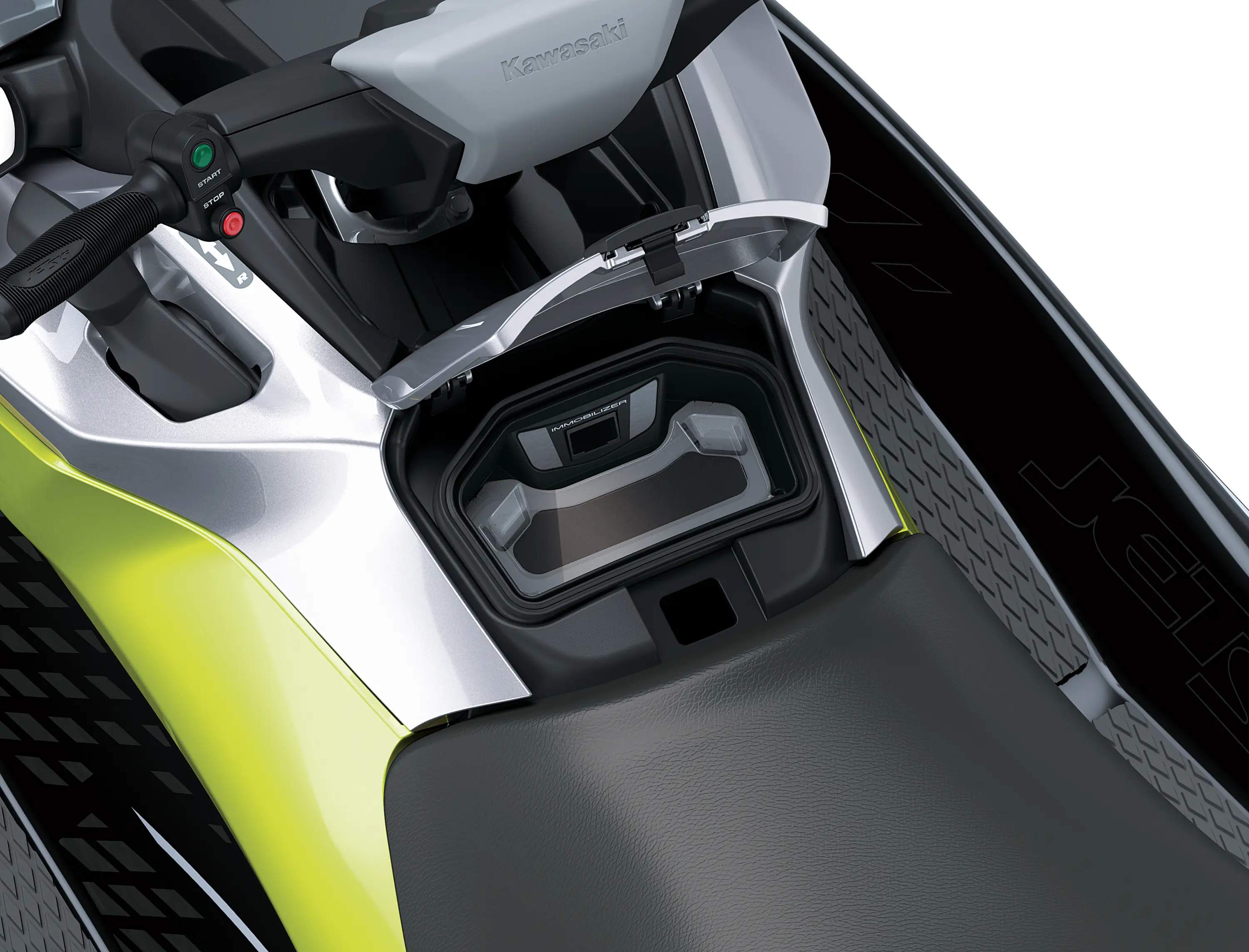 Overhead of a watercraft in a white studio background.
