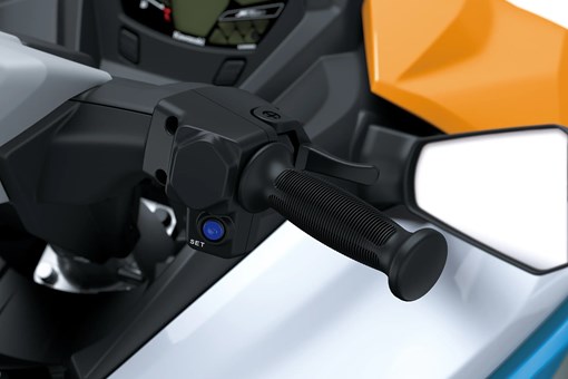 Handlebar on a watercraft in a white studio background. opens in a new window