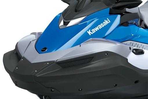 Closeup on the nose of a personal watercraft staged in a white studio background. opens in a new window