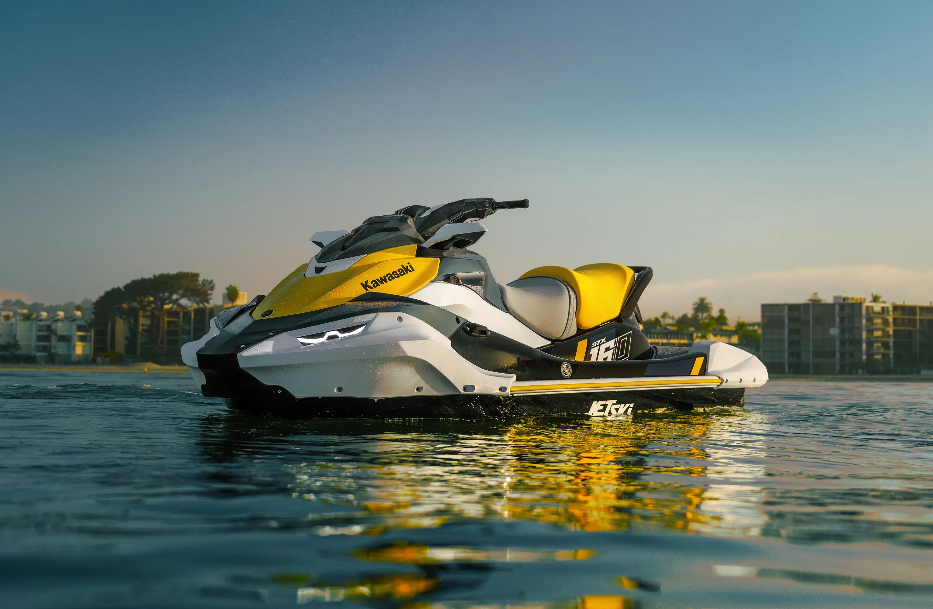 Personal watercraft sitting on the water.