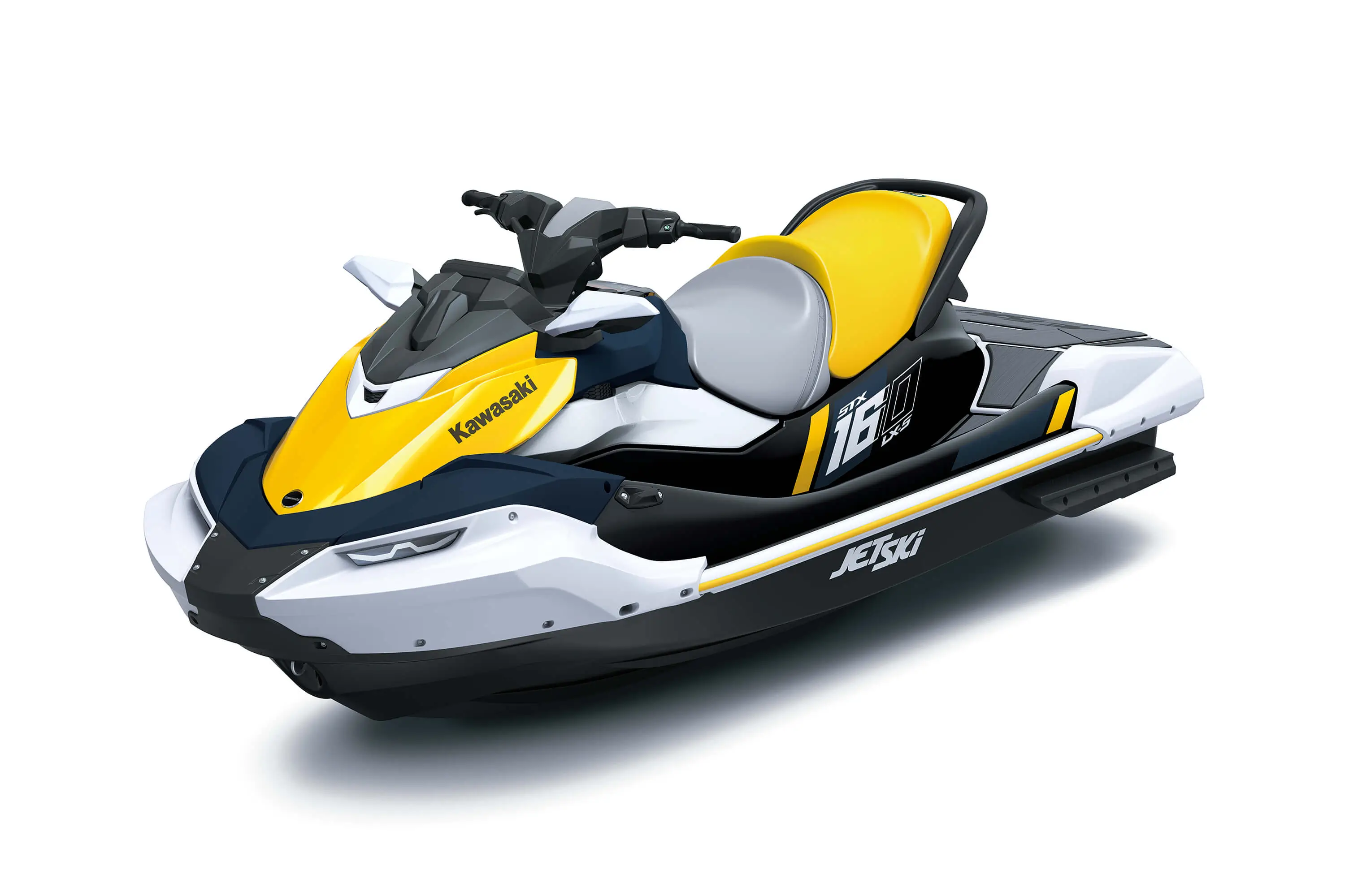 Three-quarter front angle of a personal watercraft staged in a white studio background.