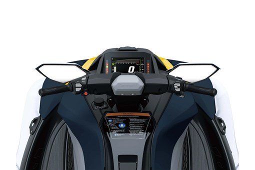 Rider POV of a personal watercraft staged in a white studio background. opens in a new window