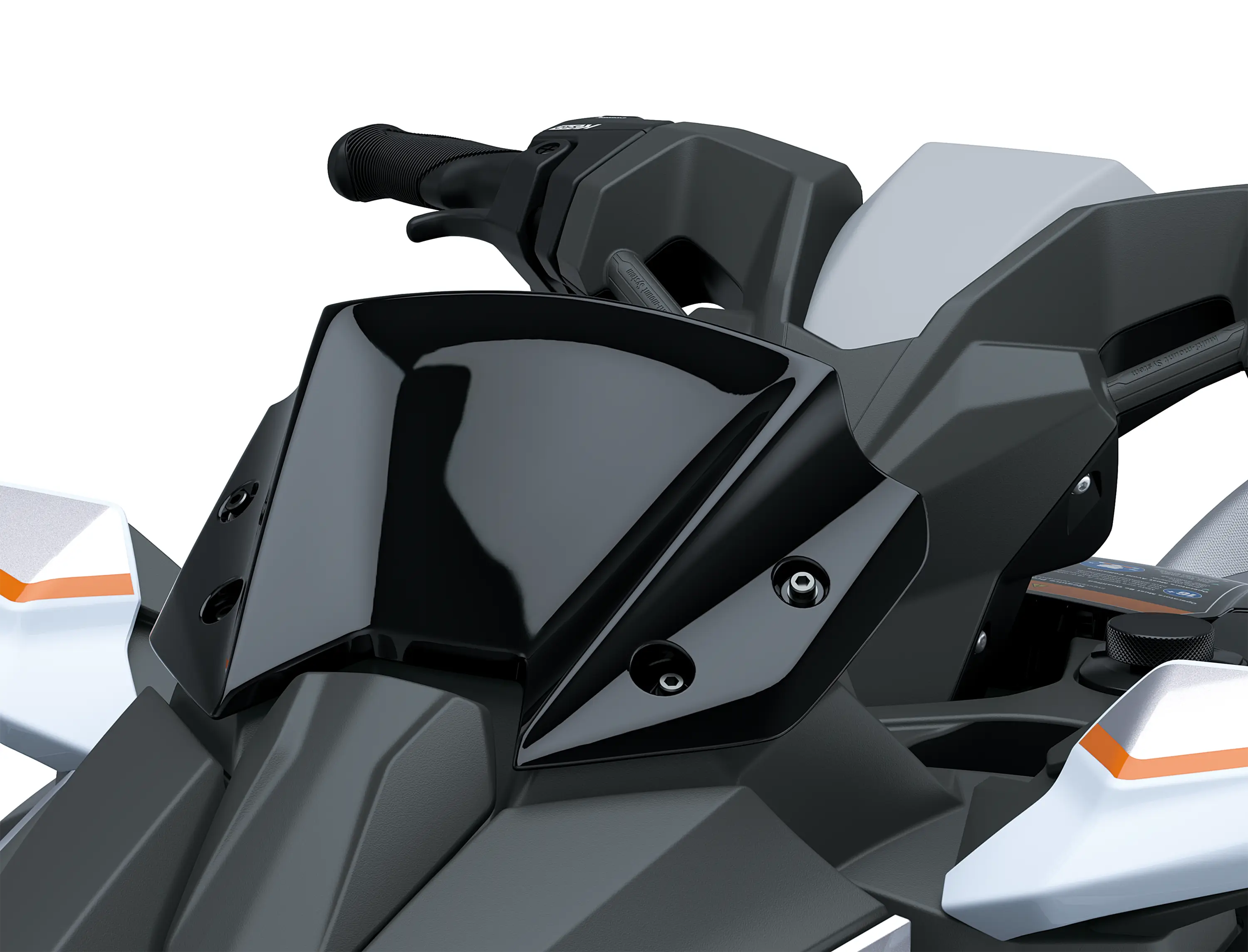 TFT screen of a personal watercraft staged in a white studio background.