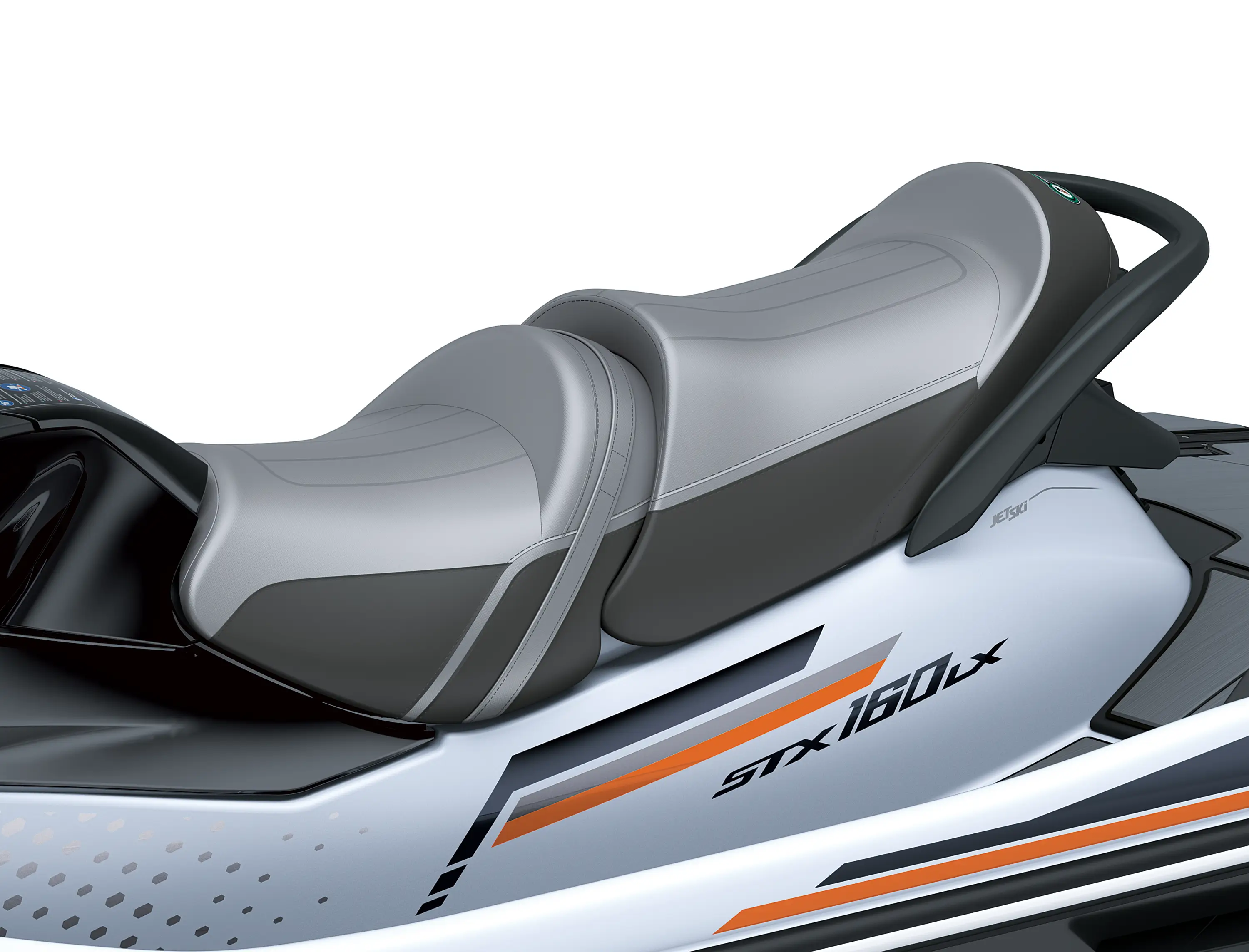 Seat of a personal watercraft staged in a white studio background.