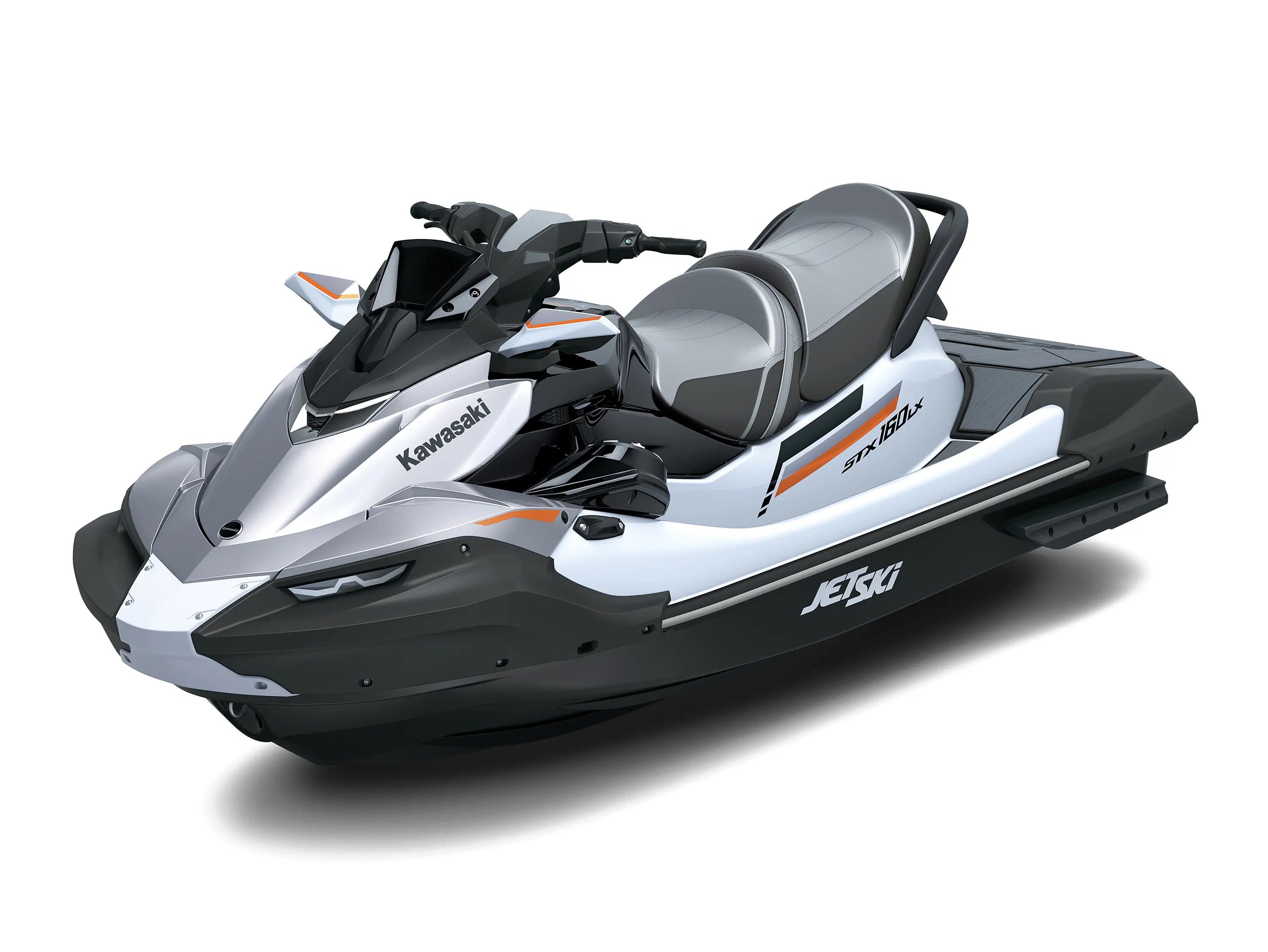 Three-quarter front angle of a personal watercraft staged in a white studio background.
