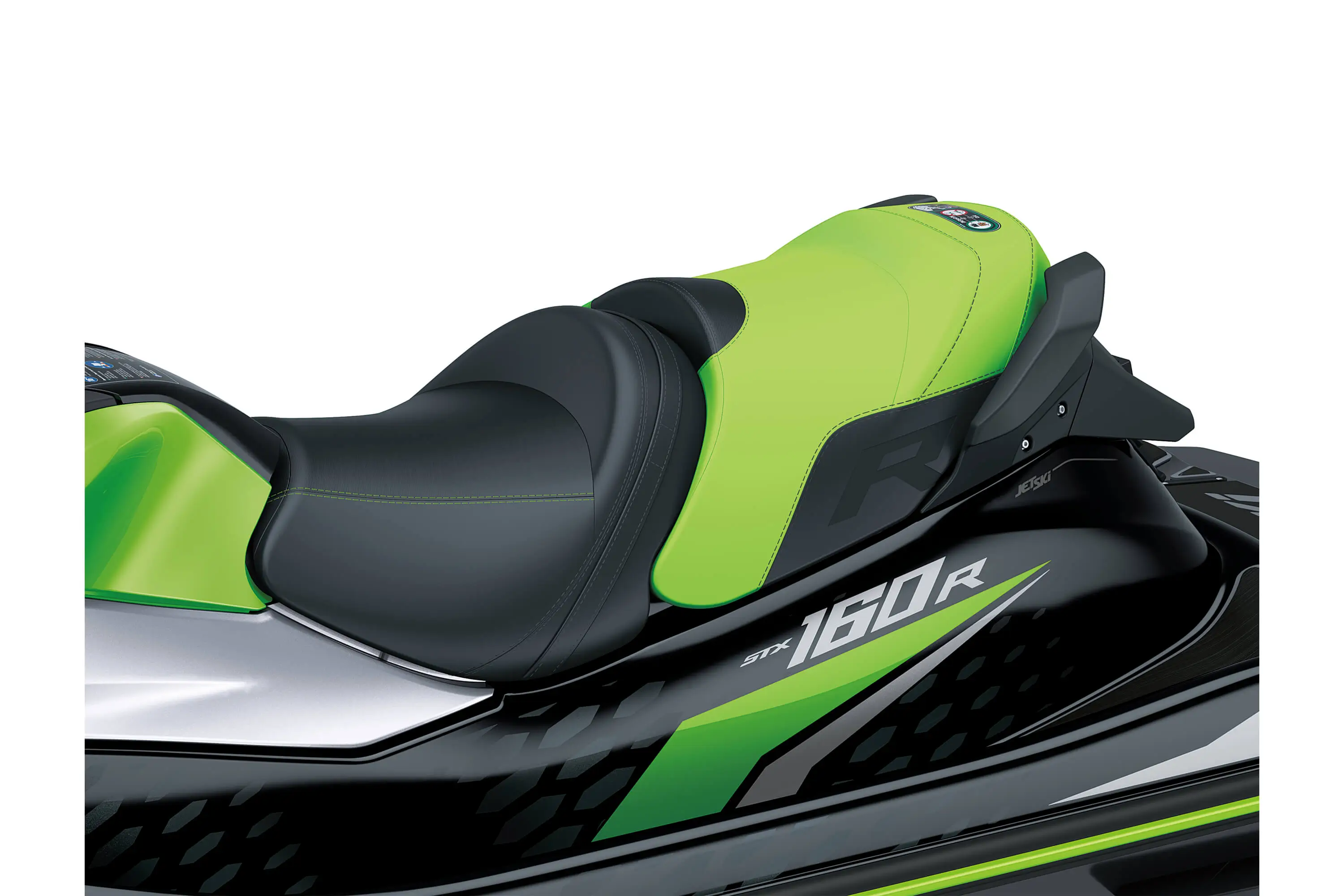 Seat of a personal watercraft staged in a white studio background.