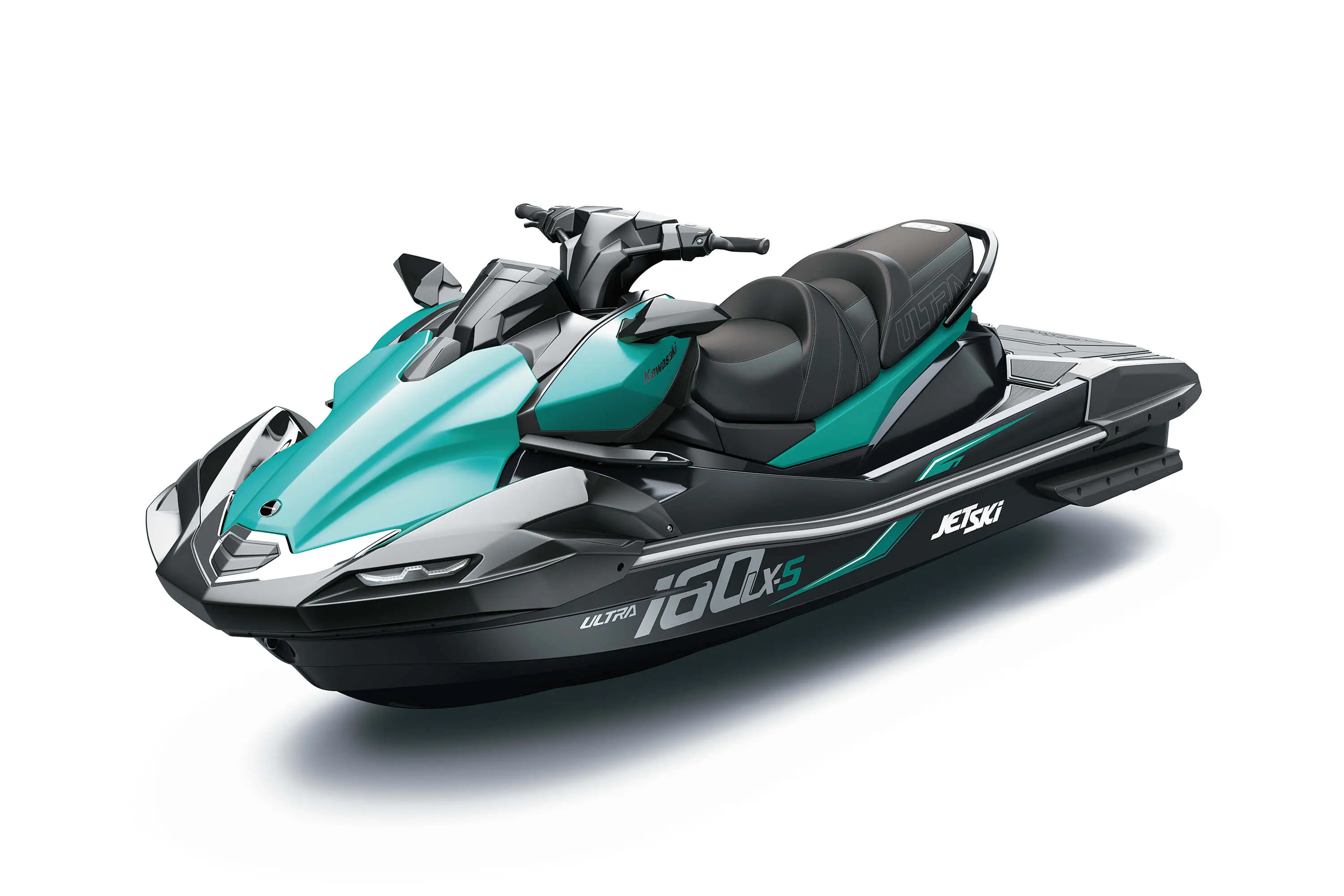 Three-quarter front angle of a personal watercraft staged in a white studio background.
