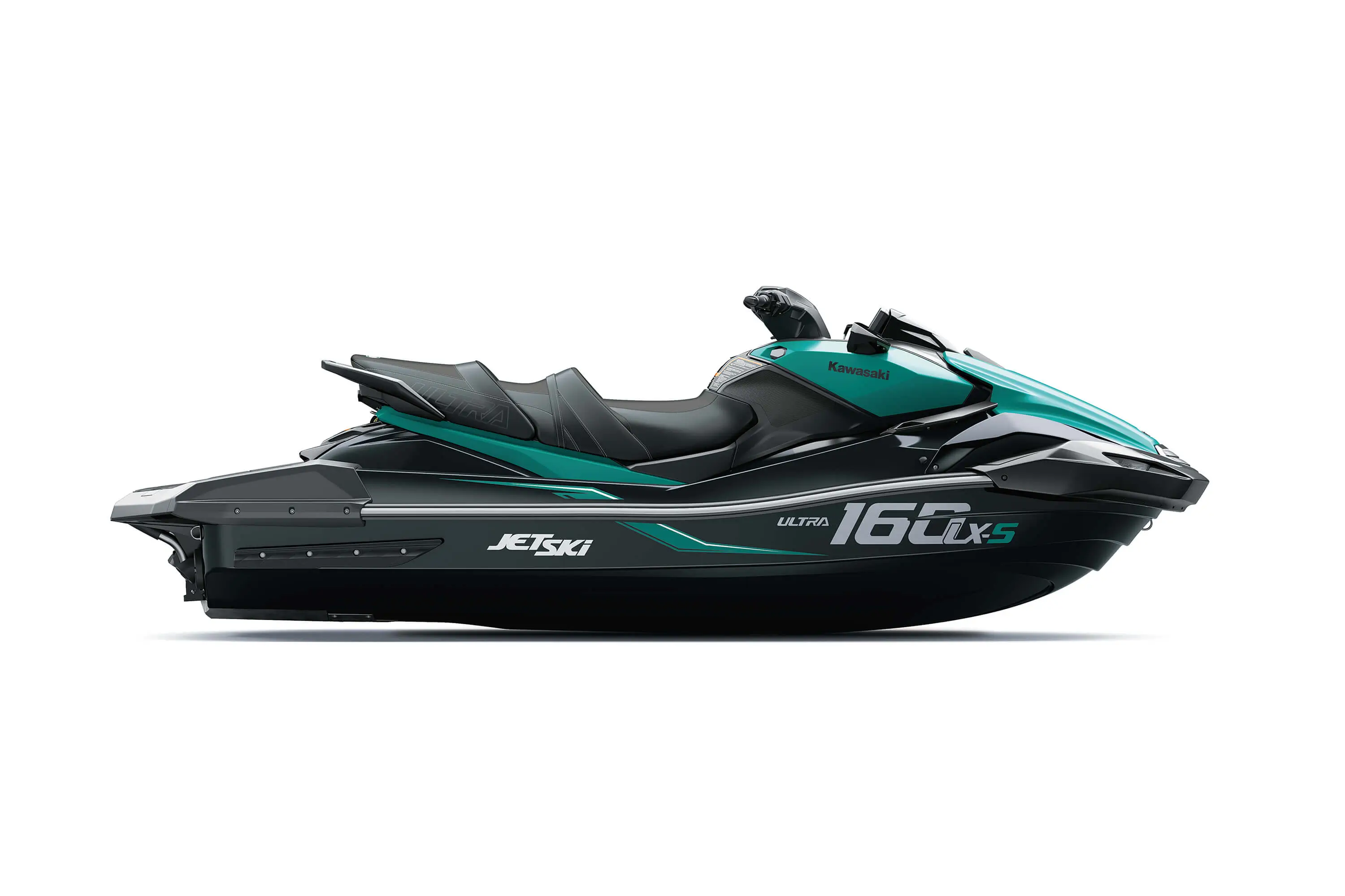 Side angle of a personal watercraft staged in a white studio background.