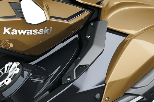 Close up detail of a personal watercraft staged in a white studio background. opens in a new window