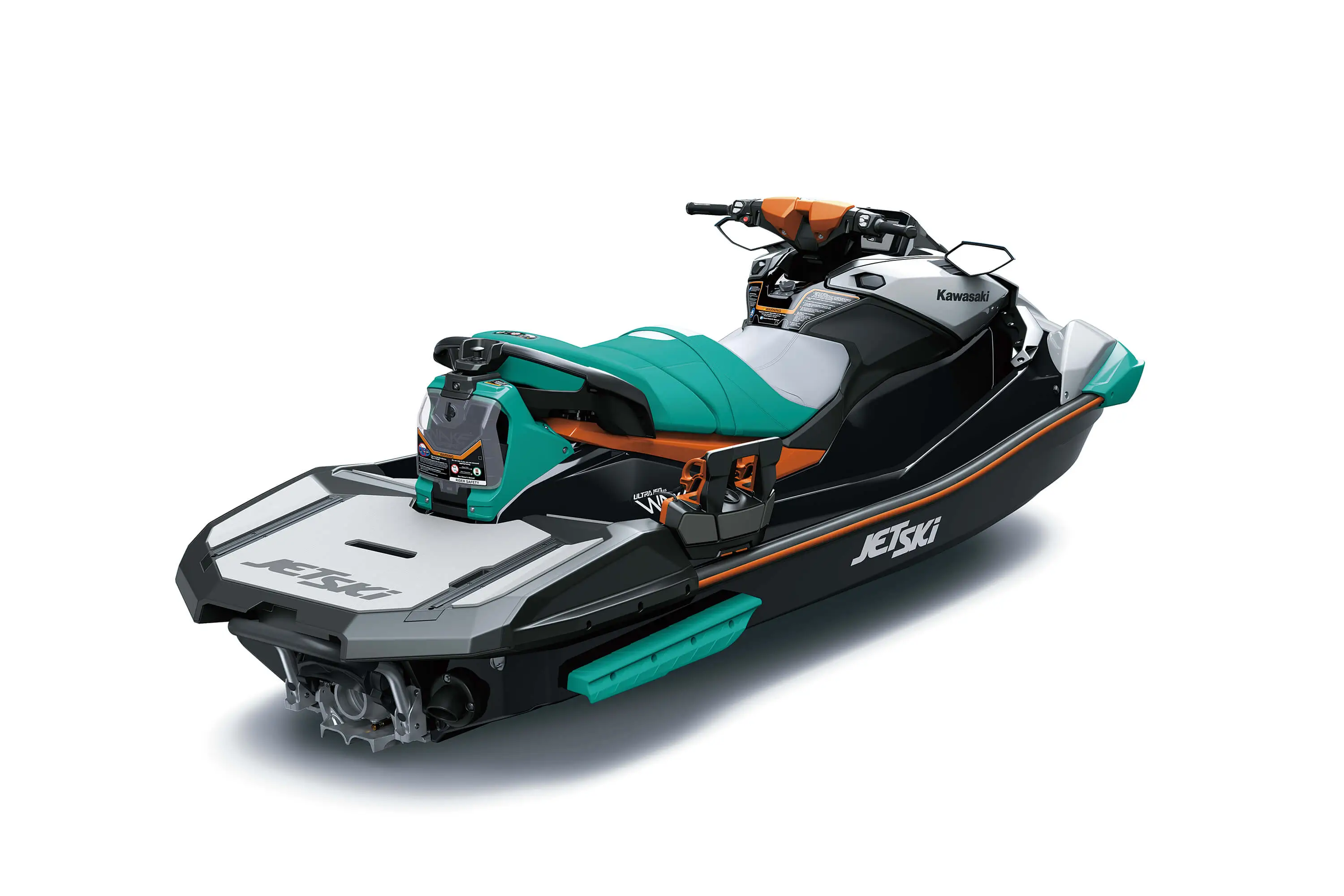 Three-quarter rear angle of a personal watercraft staged in a white studio background.