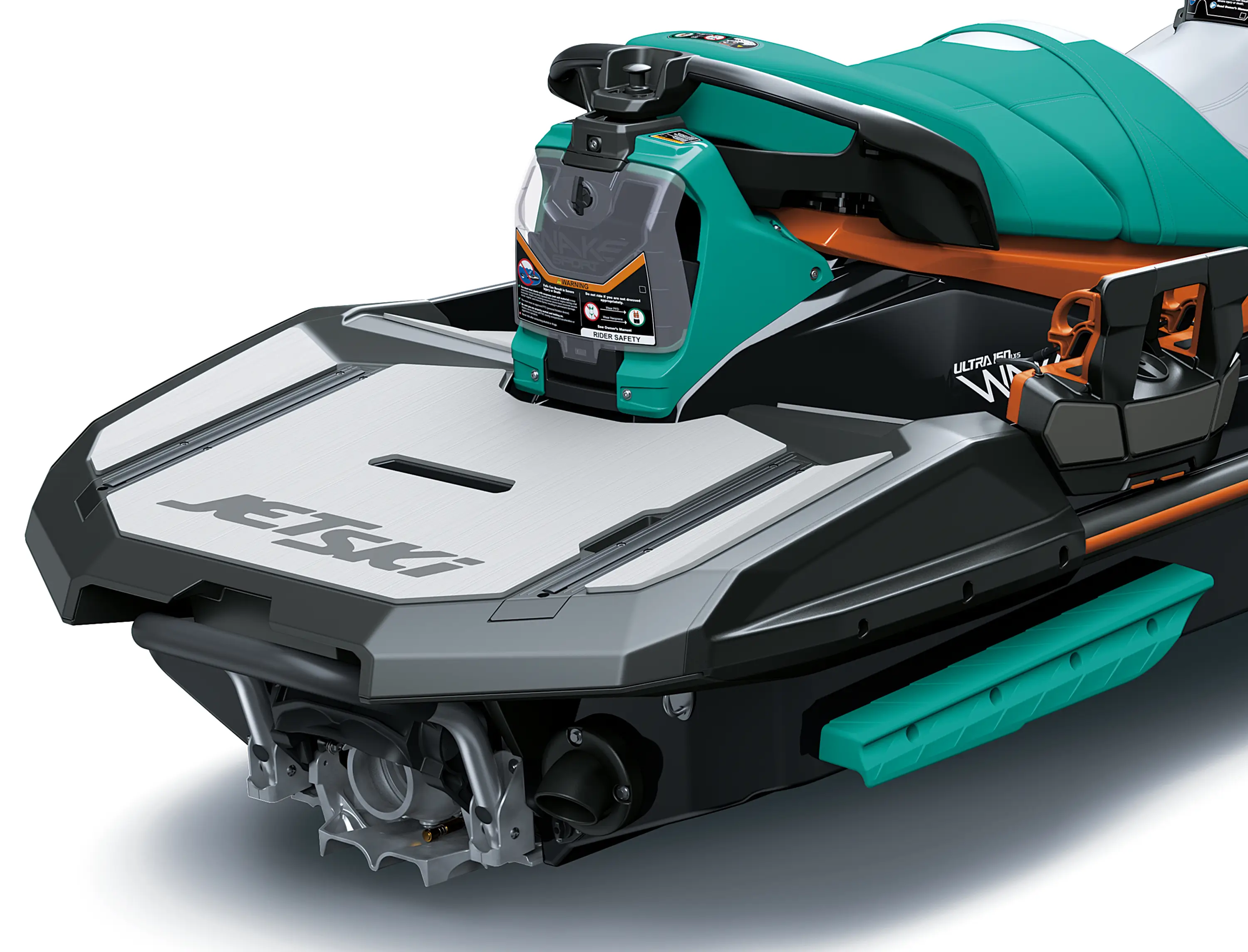Rear deck of a personal watercraft staged in a white studio background.