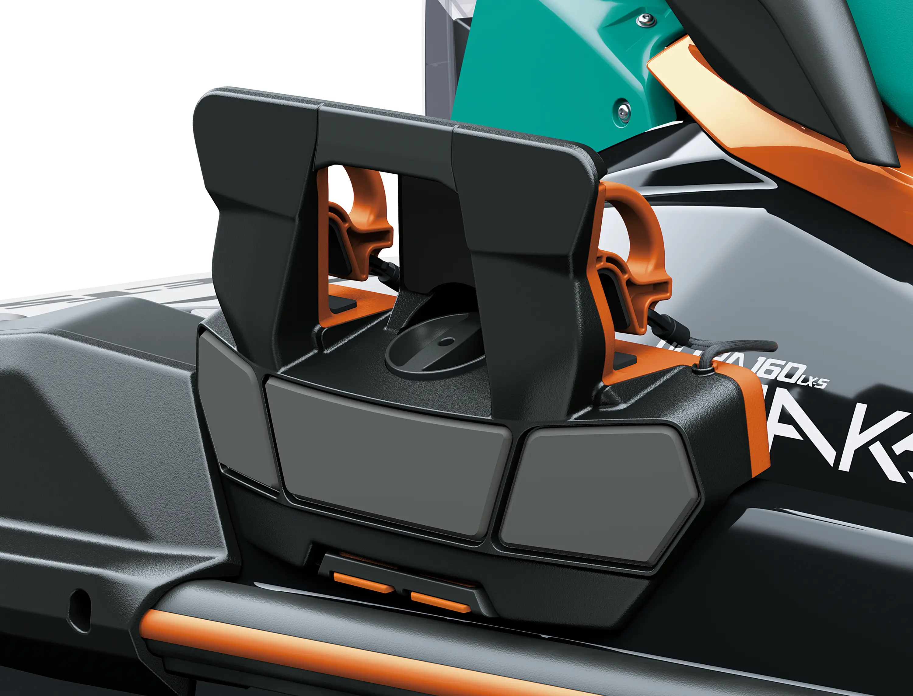 Wakeboard holder on a personal watercraft staged in a white studio background.
