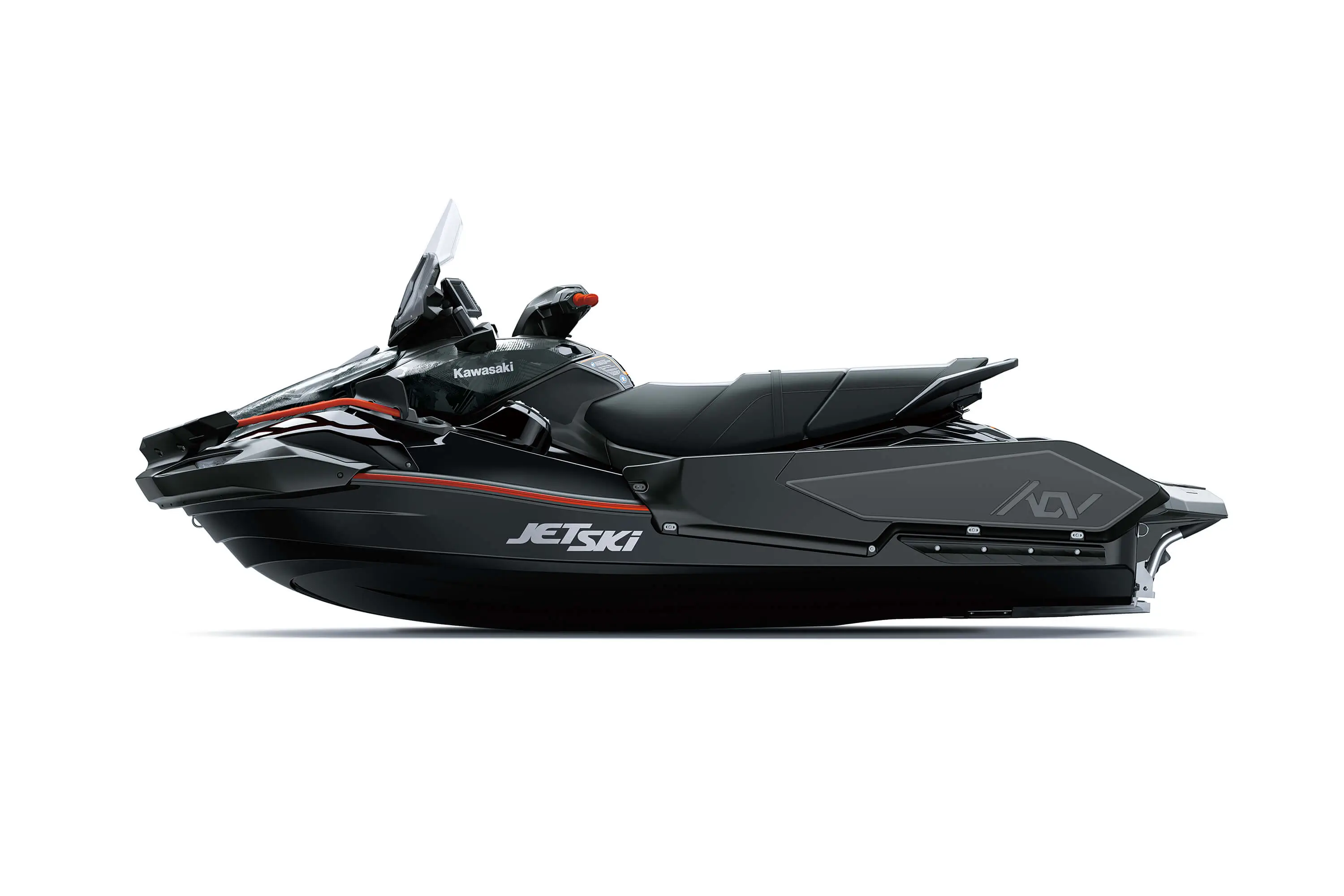 Profile angle of a personal watercraft staged in a white studio background.