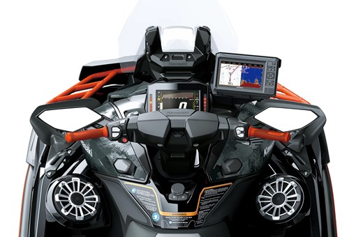 Rider POV of a personal watercraft staged in a white studio background. opens in a new window
