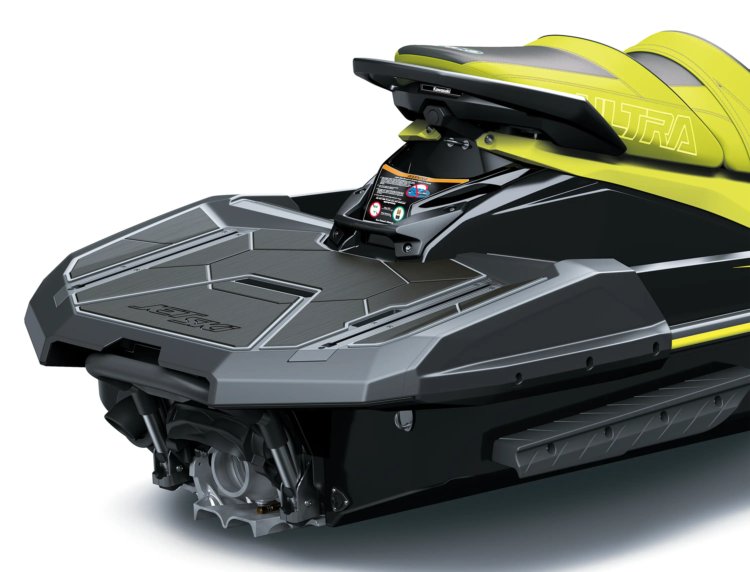 Rear deck of a personal watercraft staged in a white studio background.