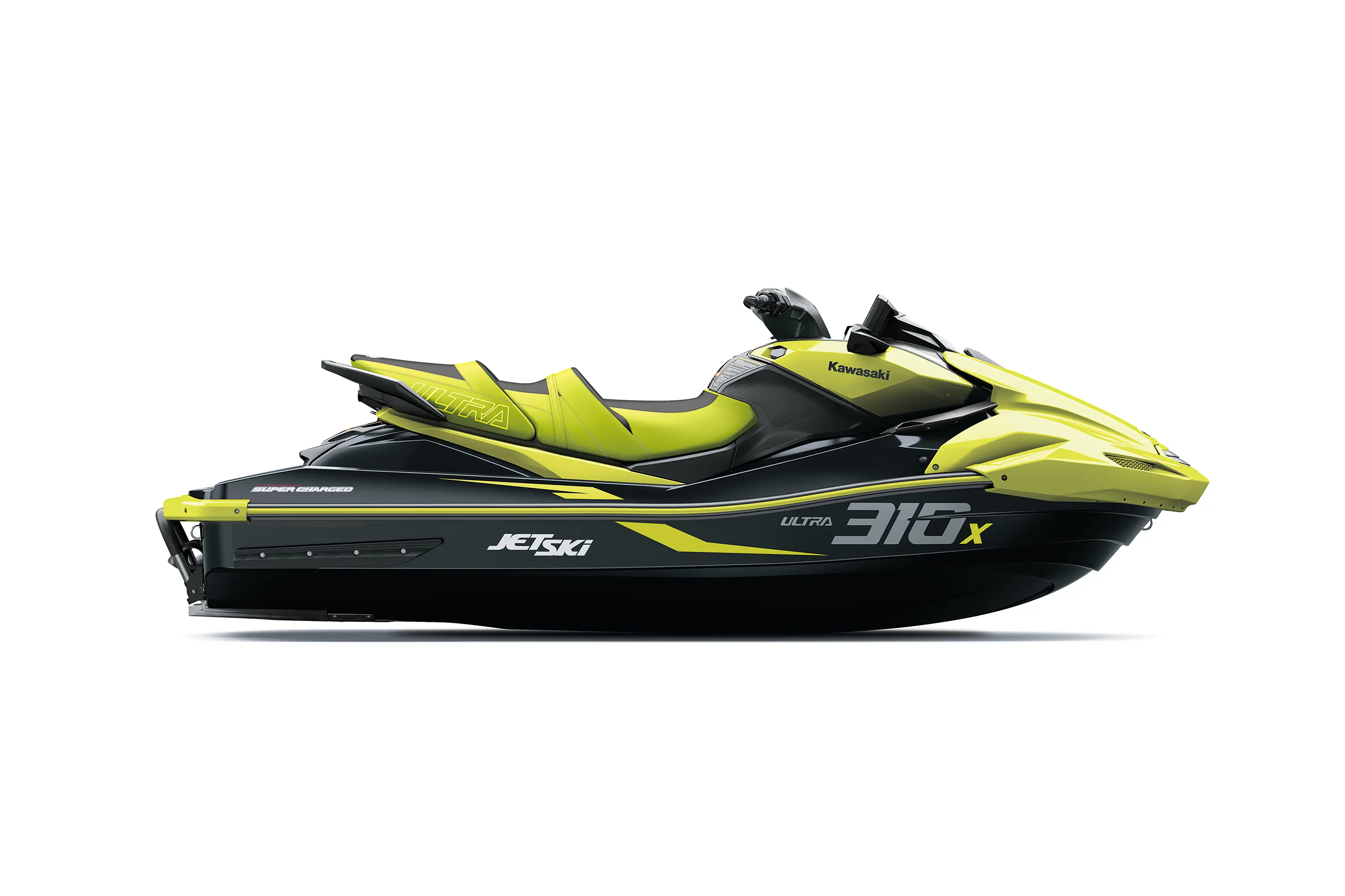 Side angle of a personal watercraft staged in a white studio background.