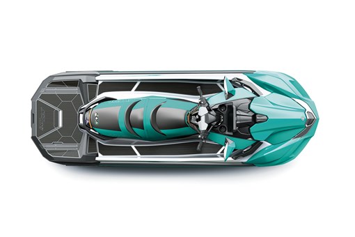 Overhead angle of a personal watercraft staged in a white studio background. opens in a new window