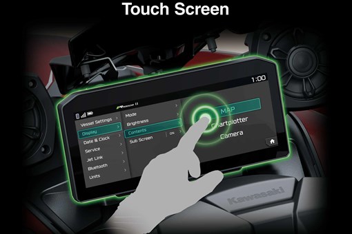 Graphic treatment of personal watercraft touch screen. opens in a new window