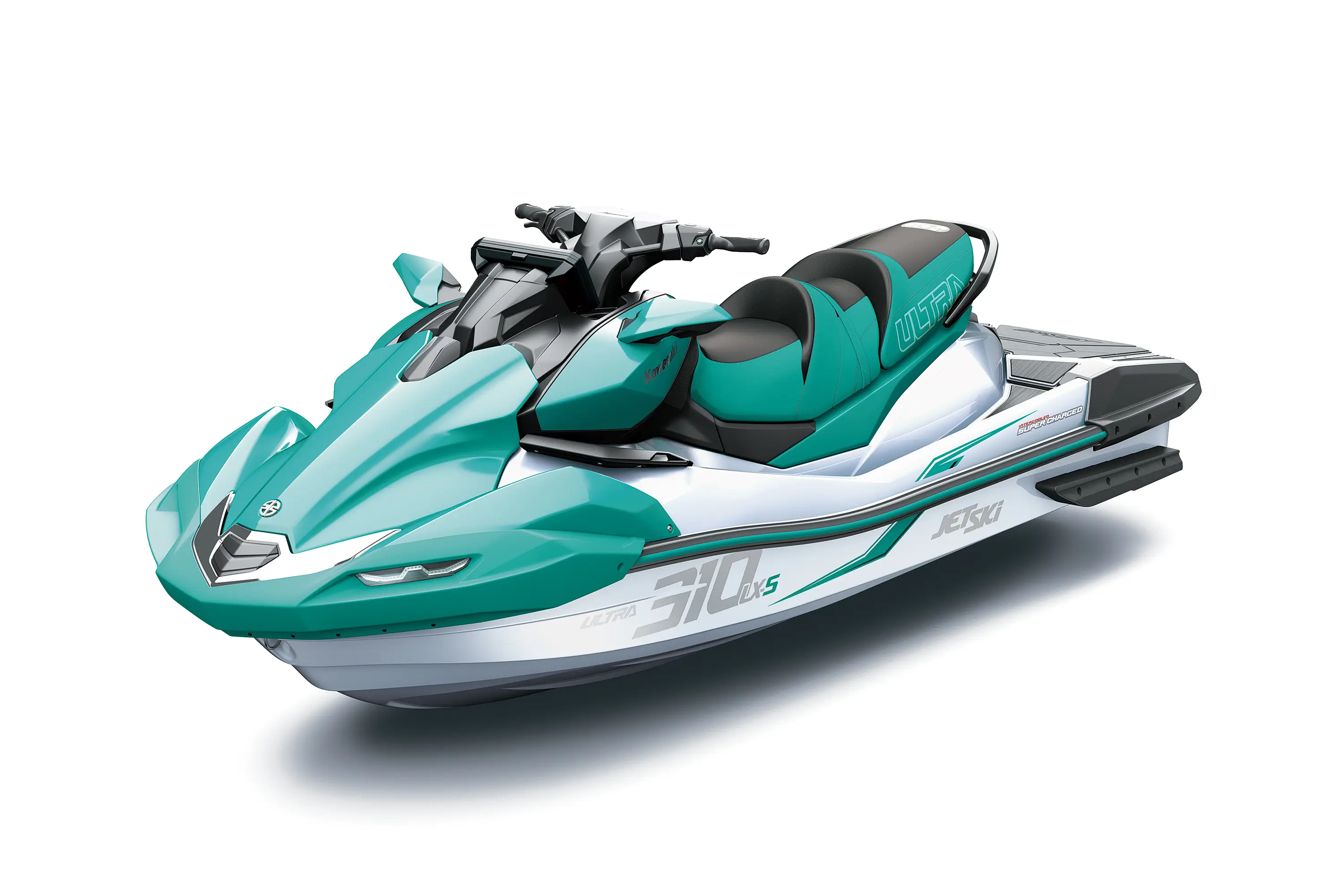 Three-quarter front angle of a personal watercraft staged in a white studio background.