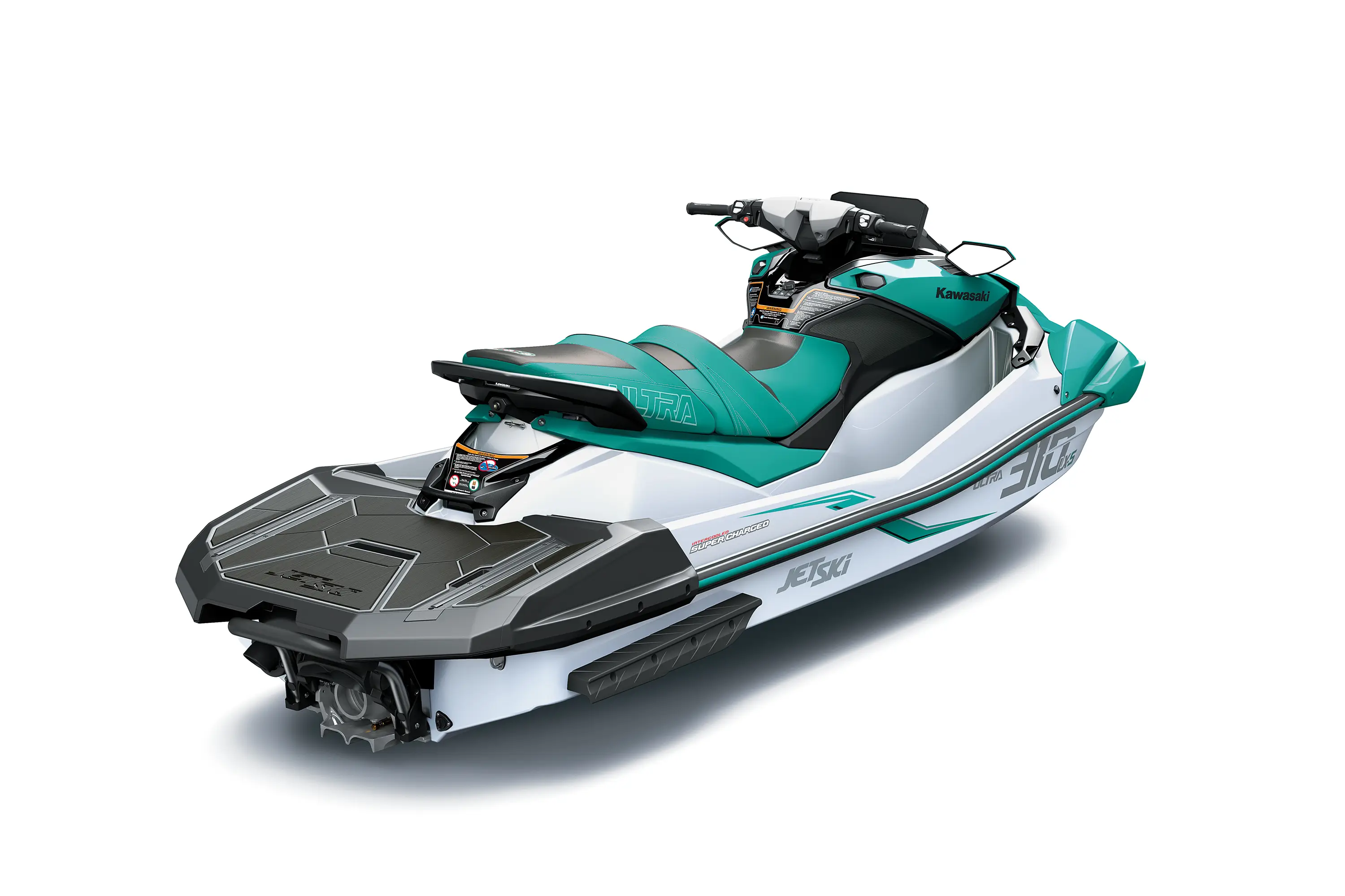 Three-quarter rear angle of a personal watercraft staged in a white studio background.