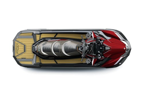 Overhead angle of a personal watercraft staged in a white studio background. opens in a new window